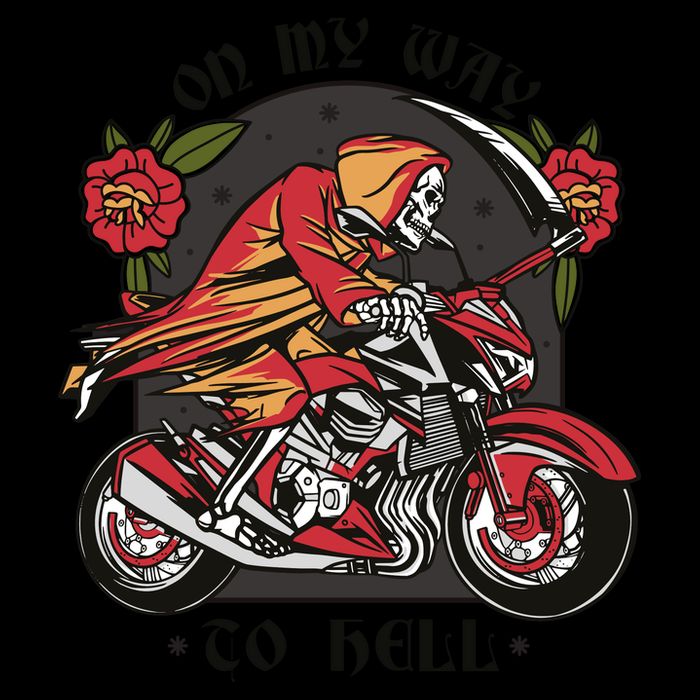 On My Way To Hell Motorcycle Flatbill Hat
