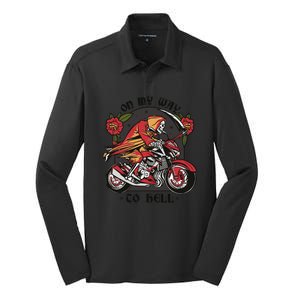 On My Way To Hell Motorcycle Silk Touch Performance Long Sleeve Polo