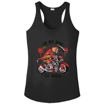 On My Way To Hell Motorcycle Ladies PosiCharge Competitor Racerback Tank