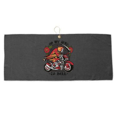 On My Way To Hell Motorcycle Large Microfiber Waffle Golf Towel