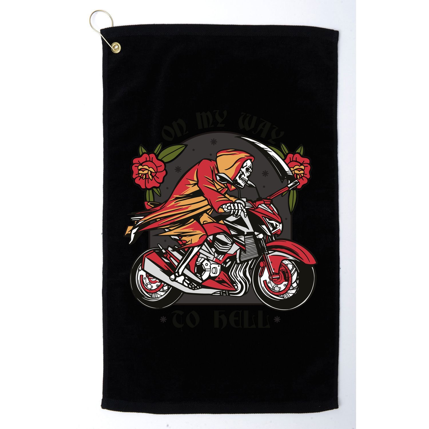 On My Way To Hell Motorcycle Golf Towel