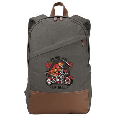 On My Way To Hell Motorcycle Cotton Canvas Backpack