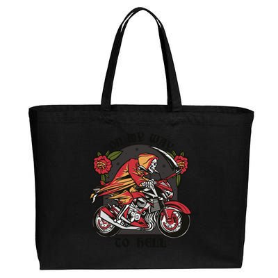 On My Way To Hell Motorcycle Cotton Canvas Jumbo Tote