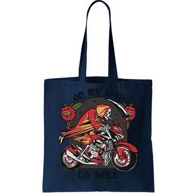 On My Way To Hell Motorcycle Tote Bag