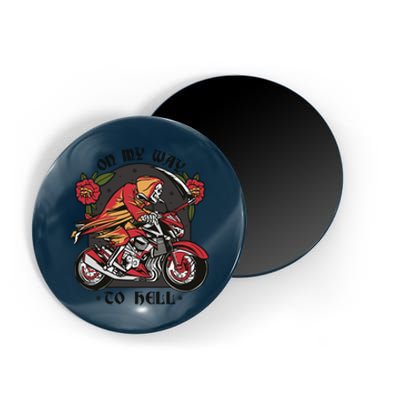 On My Way To Hell Motorcycle Magnet