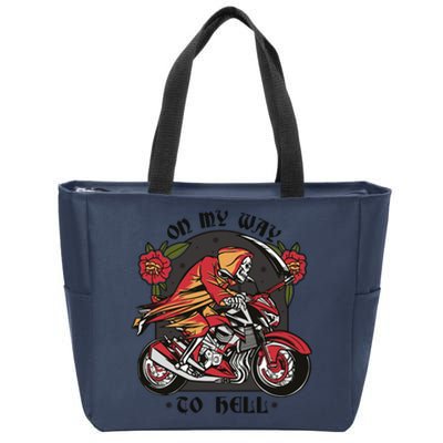 On My Way To Hell Motorcycle Zip Tote Bag