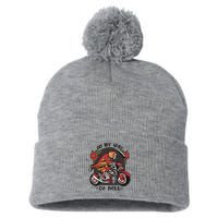 On My Way To Hell Motorcycle Pom Pom 12in Knit Beanie