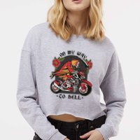 On My Way To Hell Motorcycle Cropped Pullover Crew