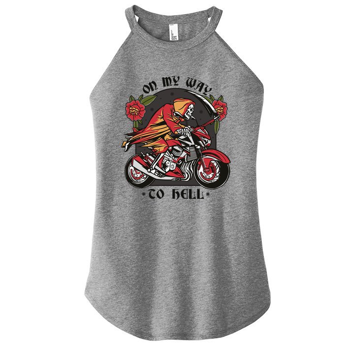 On My Way To Hell Motorcycle Women's Perfect Tri Rocker Tank