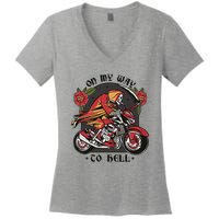 On My Way To Hell Motorcycle Women's V-Neck T-Shirt
