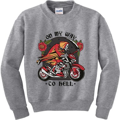 On My Way To Hell Motorcycle Kids Sweatshirt