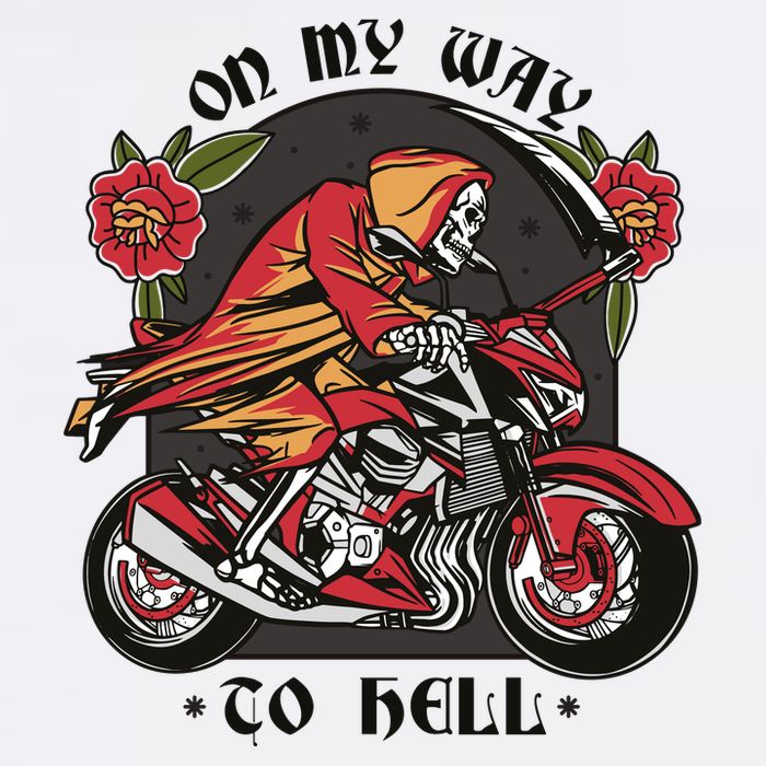 On My Way To Hell Motorcycle Garment-Dyed Sweatshirt