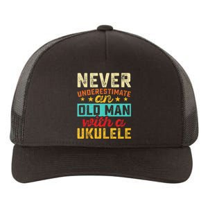 Old Man With Ukulele Hawaiian Guitar Player Music Musician Yupoong Adult 5-Panel Trucker Hat