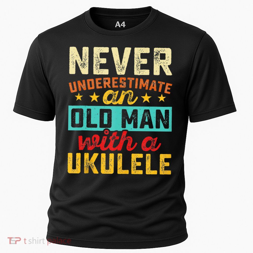 Old Man With Ukulele Hawaiian Guitar Player Music Musician Performance Shirt