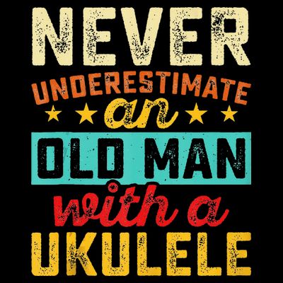 Old Man With Ukulele Hawaiian Guitar Player Music Musician T-Shirt
