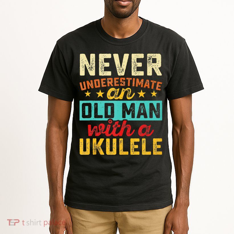 Old Man With Ukulele Hawaiian Guitar Player Music Musician Tall T-Shirt