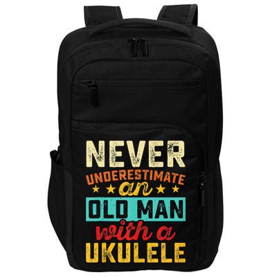 Old Man With Ukulele Hawaiian Guitar Player Music Musician Impact Tech Backpack