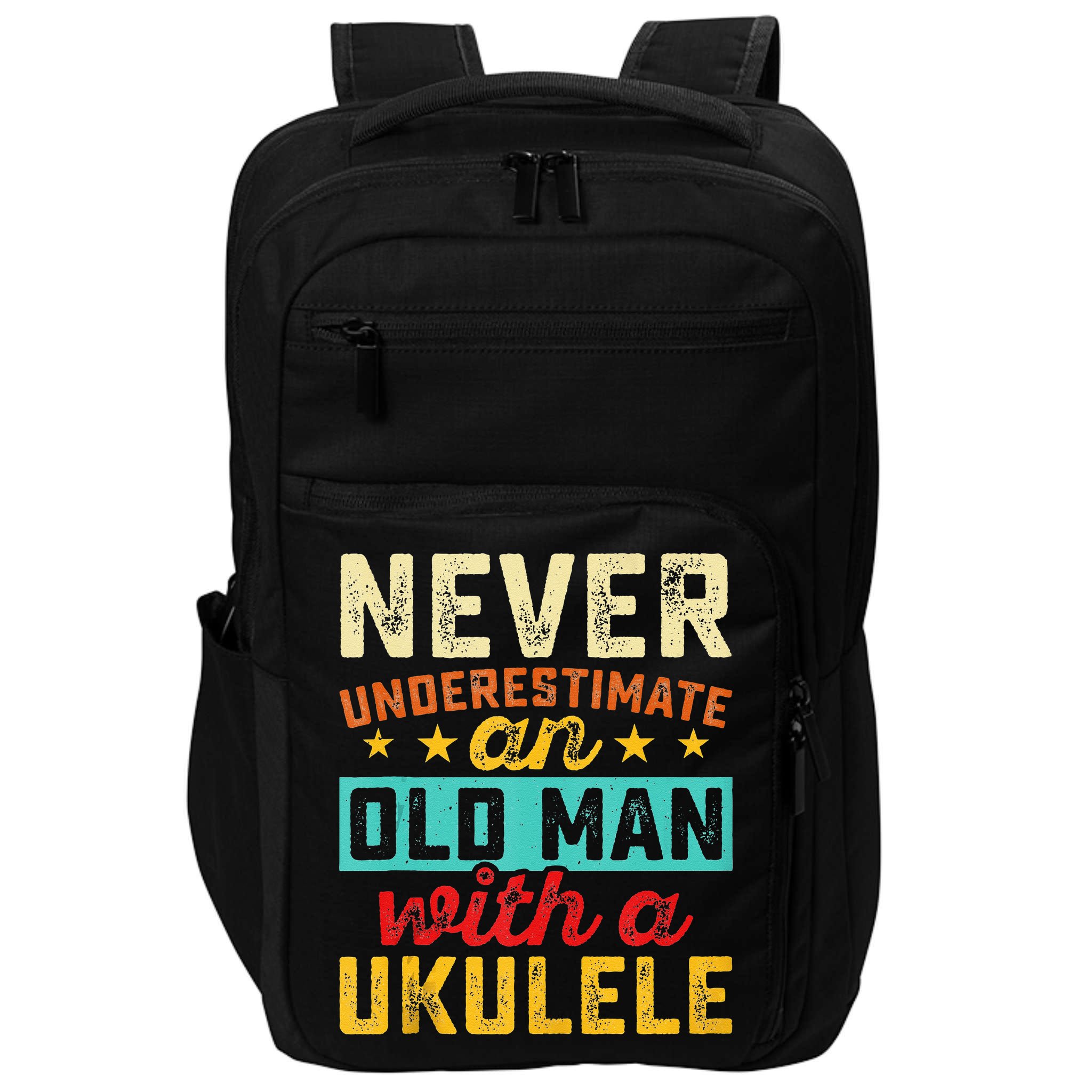 Old Man With Ukulele Hawaiian Guitar Player Music Musician Impact Tech Backpack