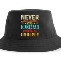 Old Man With Ukulele Hawaiian Guitar Player Music Musician Sustainable Bucket Hat