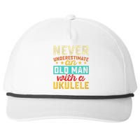 Old Man With Ukulele Hawaiian Guitar Player Music Musician Snapback Five-Panel Rope Hat