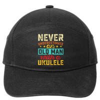 Old Man With Ukulele Hawaiian Guitar Player Music Musician 7-Panel Snapback Hat