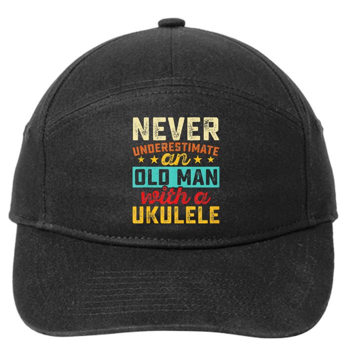 Old Man With Ukulele Hawaiian Guitar Player Music Musician 7-Panel Snapback Hat