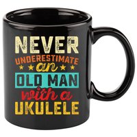 Old Man With Ukulele Hawaiian Guitar Player Music Musician 11oz C Handle Ceramic Mug