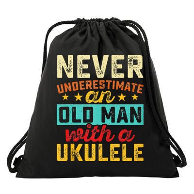 Old Man With Ukulele Hawaiian Guitar Player Music Musician Drawstring Bag