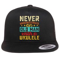 Old Man With Ukulele Hawaiian Guitar Player Music Musician Flat Bill Trucker Hat