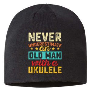 Old Man With Ukulele Hawaiian Guitar Player Music Musician Sustainable Beanie