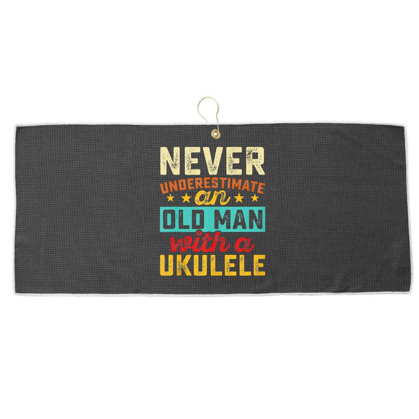 Old Man With Ukulele Hawaiian Guitar Player Music Musician Large Microfiber Waffle Golf Towel