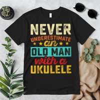 Old Man With Ukulele Hawaiian Guitar Player Music Musician Premium T-Shirt