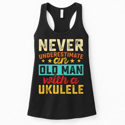 Old Man With Ukulele Hawaiian Guitar Player Music Musician Womens Tank Top