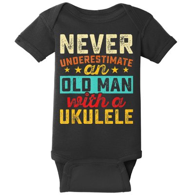 Old Man With Ukulele Hawaiian Guitar Player Music Musician Baby Bodysuit