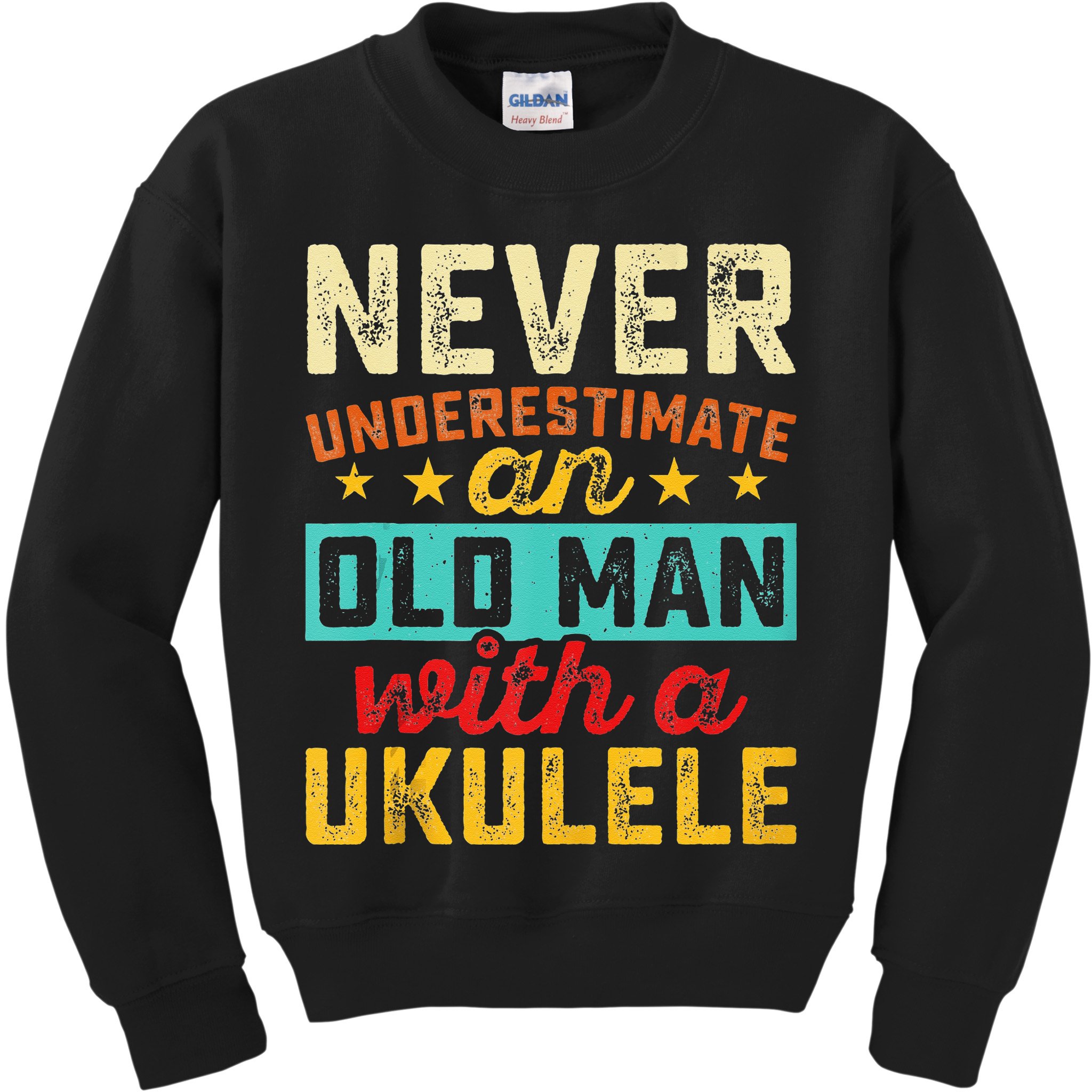 Old Man With Ukulele Hawaiian Guitar Player Music Musician Kids Sweatshirt