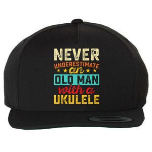 Old Man With Ukulele Hawaiian Guitar Player Music Musician Wool Snapback Cap