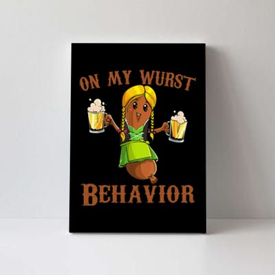 On My Wurst Behavior Bratwurst German Oktoberfest Funny Gift Canvas