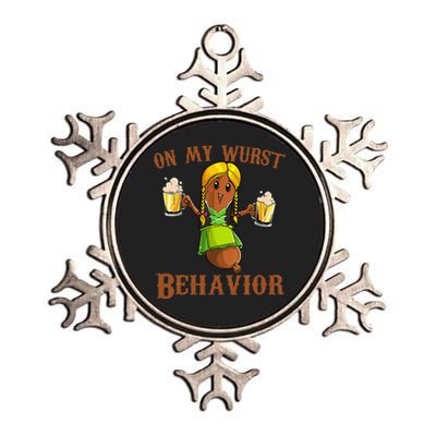 On My Wurst Behavior Bratwurst German Oktoberfest Funny Gift Metallic Star Ornament