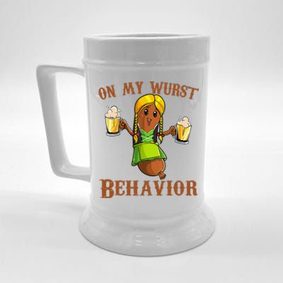 On My Wurst Behavior Bratwurst German Oktoberfest Funny Gift Beer Stein