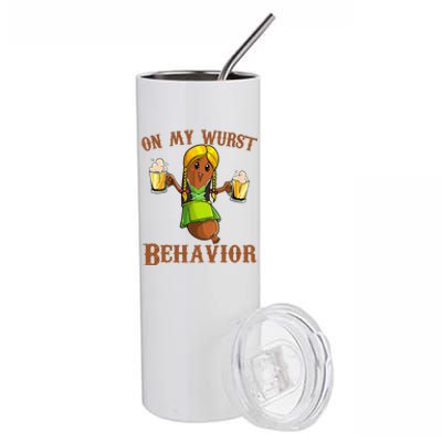 On My Wurst Behavior Bratwurst German Oktoberfest Funny Gift Stainless Steel Tumbler