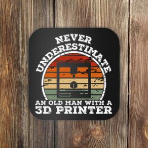 Old Man With A 3d Printer Funny 3d Printing Coaster