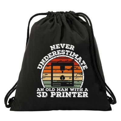 Old Man With A 3d Printer Funny 3d Printing Drawstring Bag