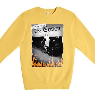 On My Way To The Coven Collage Flames Premium Crewneck Sweatshirt