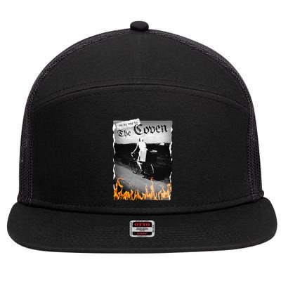 On My Way To The Coven Collage Flames 7 Panel Mesh Trucker Snapback Hat