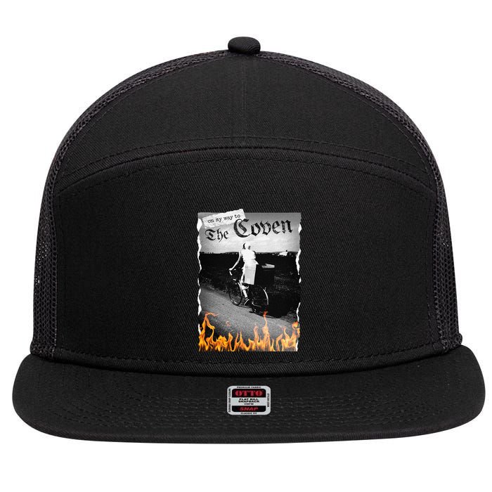 On My Way To The Coven Collage Flames 7 Panel Mesh Trucker Snapback Hat