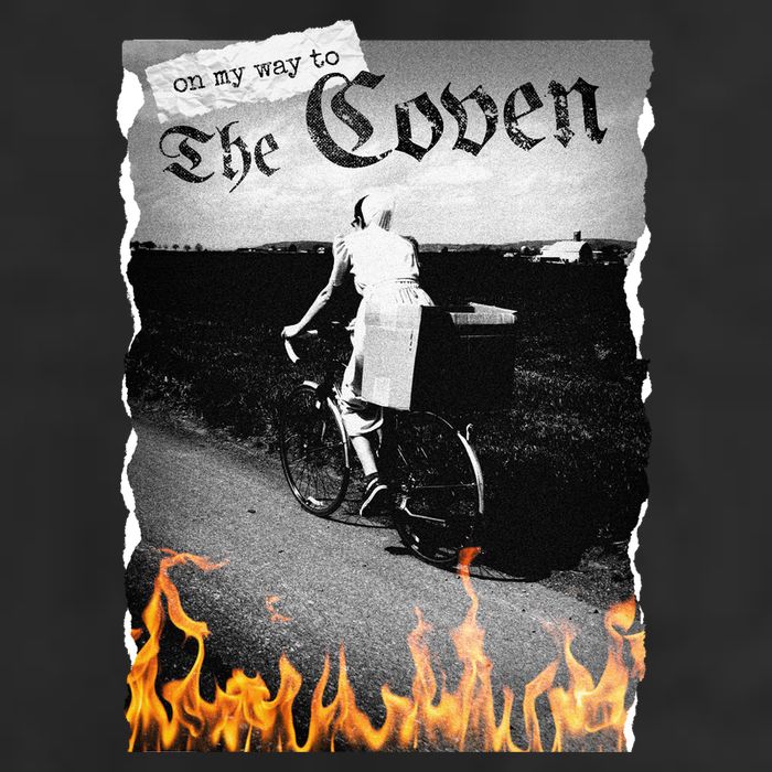 On My Way To The Coven Collage Flames 7 Panel Mesh Trucker Snapback Hat