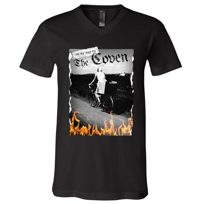 On My Way To The Coven Collage Flames V-Neck T-Shirt