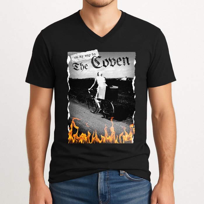 On My Way To The Coven Collage Flames V-Neck T-Shirt