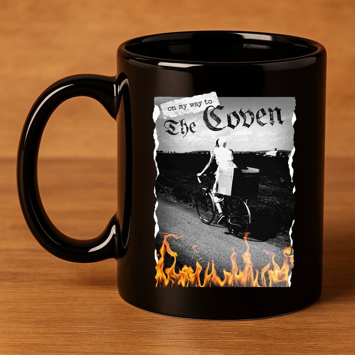 On My Way To The Coven Collage Flames 11oz C Handle Ceramic Mug
