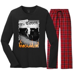 On My Way To The Coven Collage Flames Women's Long Sleeve Flannel Pajama Set 